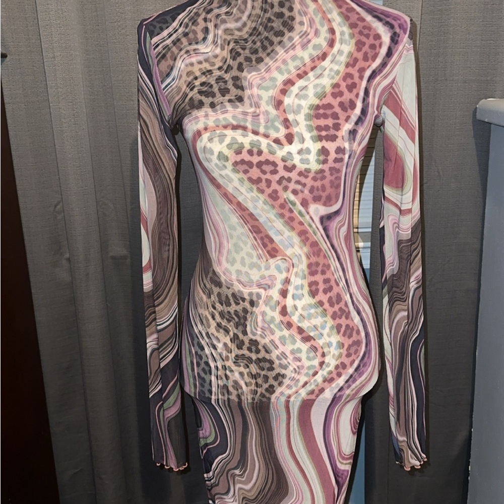 Multicolor Long Sleeve Dress